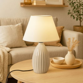 Opviq Lámpara de Mesa de Cerámica Color Crema